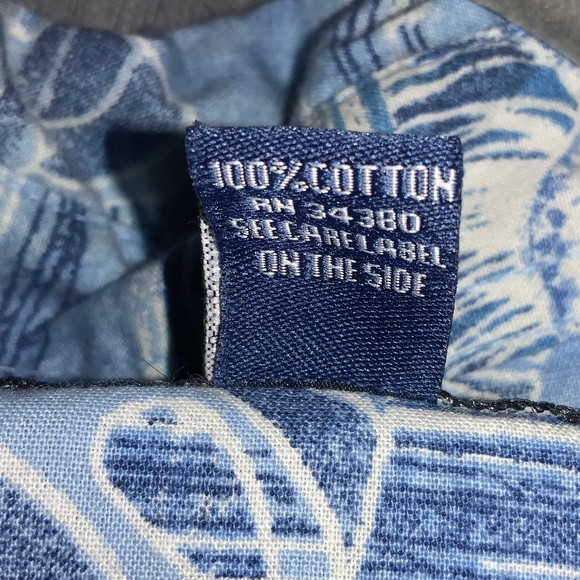 West Marine blue cotton palm surf shirt Sz L short sleeves - Picture 5 of 5